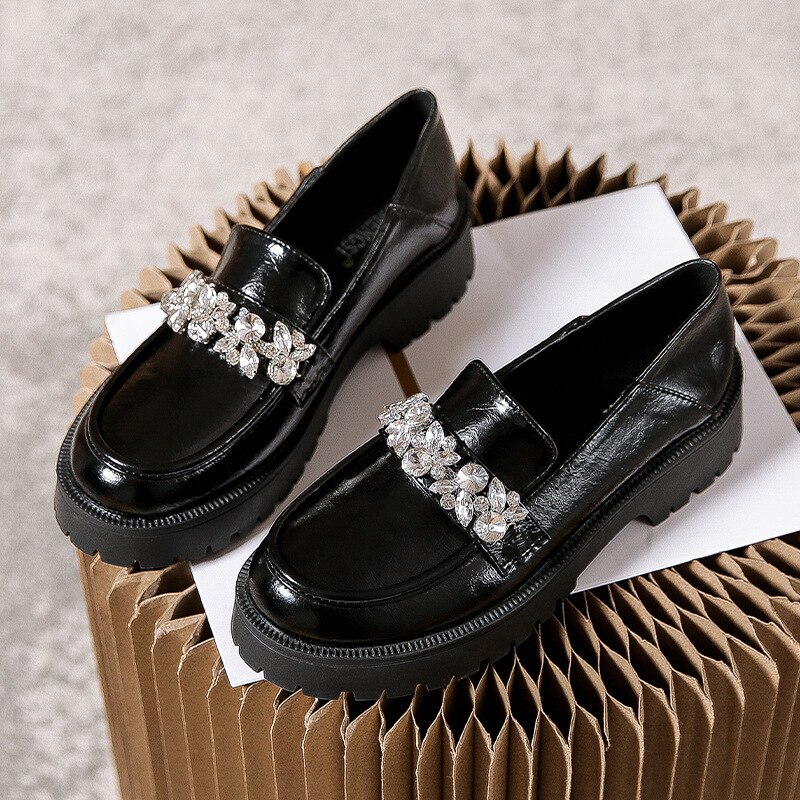 ローファー/フラットパンプス英伦風春の新しいスタイル/厚底小さな革の靴/百掛け快適