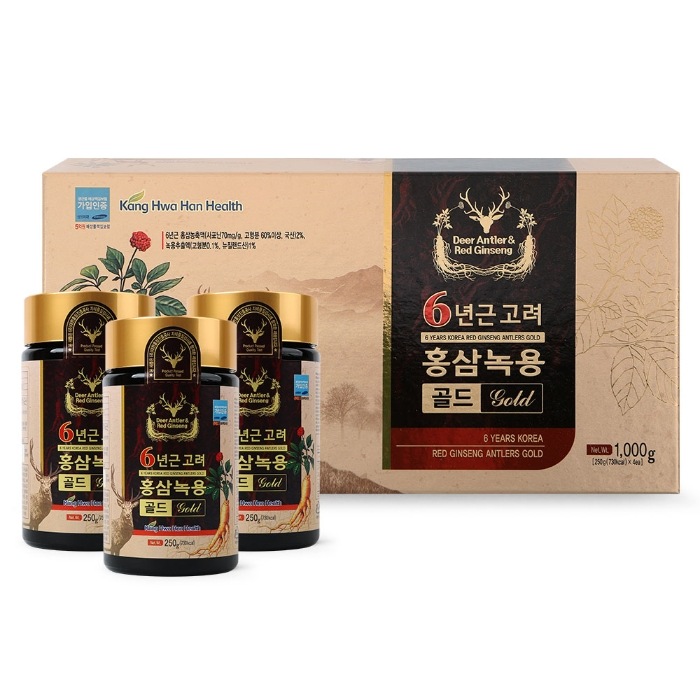 大韓紅參振興公社 紅參鹿茸精 250グラム 4ジャー 鹿茸紅参 韓国産6年根紅参 ニュージーランド産鹿茸 高麗人参エキス 鹿の角エキス