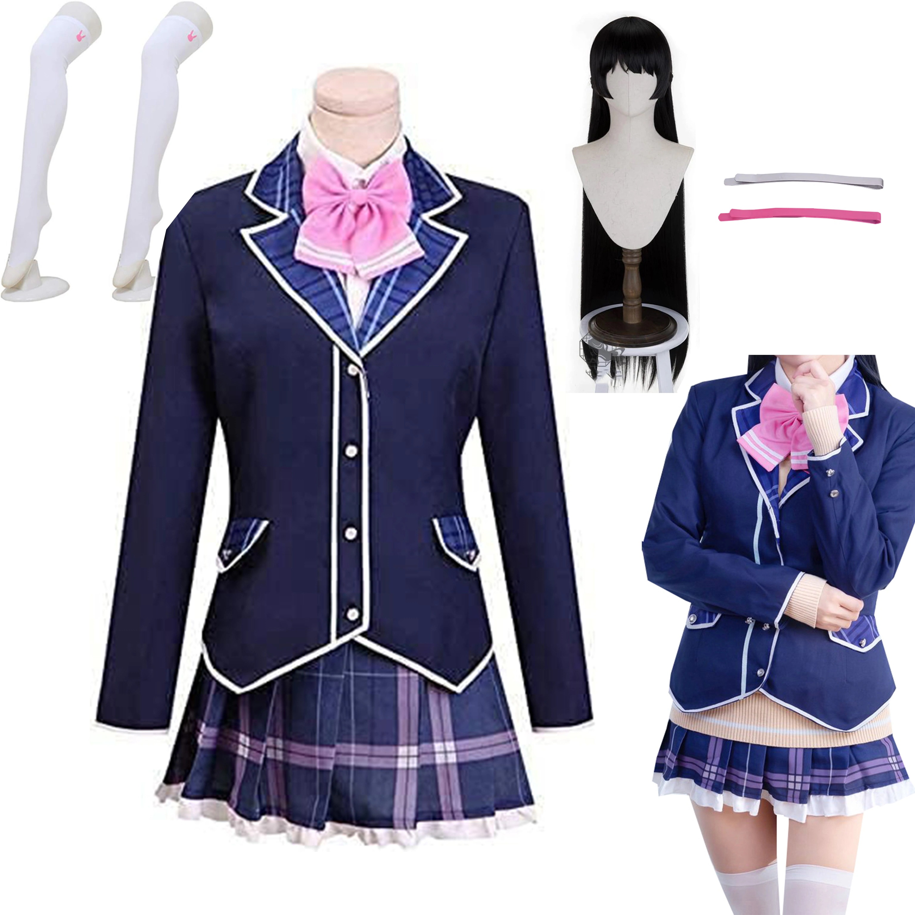 即納 Q10最安値！ ハロウィン コスプレ 可愛い コスプレ服 つきみと衣装 ウィッグ 衣装＋靴下 月ノ美兎 コスプレ衣装