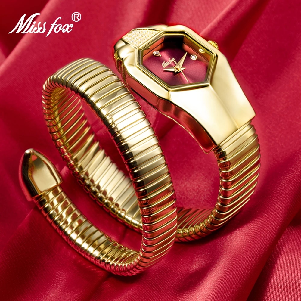 Missfox-レディース ユニークなスネークスタイルの腕時計 高級クォーツ時計 4,860円