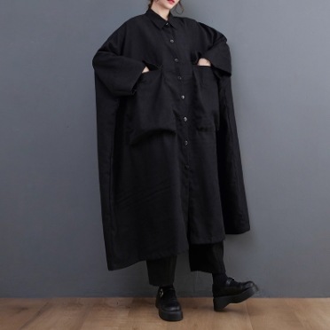 レディース ワンピース シャツワンピ ミディアム 長袖 襟付き 角襟 ワイド ポケット 前開き ボタン バイカラー 配色 かわいい シンプル カジュアル おしゃれ こなれ感 ラフ ルーズ 個性的