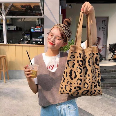 ニットバッグ レディース ニットトートバッグ 編込...のサムネイル