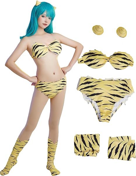 [Miccostumes] 女性 コスチューム アニメ 鬼娘 コスプレ 衣装 ビキニ セット