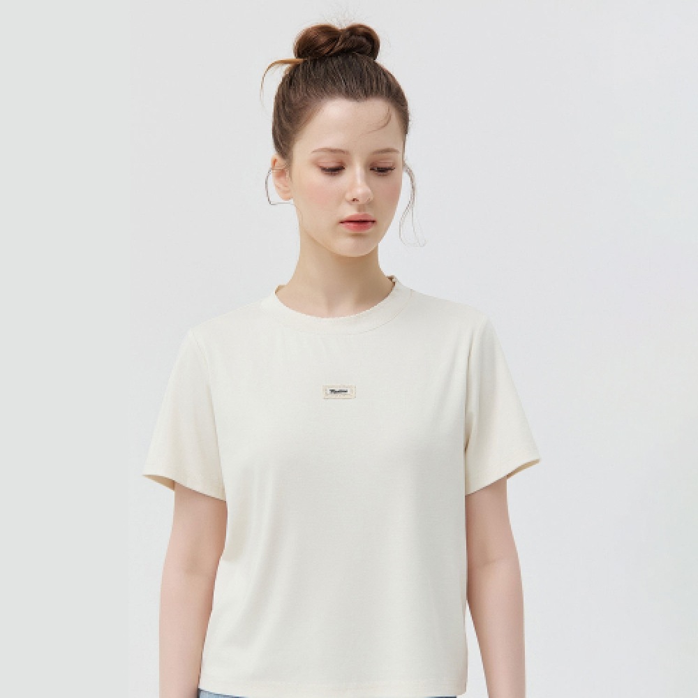 MARTINE GOLF ブラッシュスカラップネックTシャツ_アイボリー