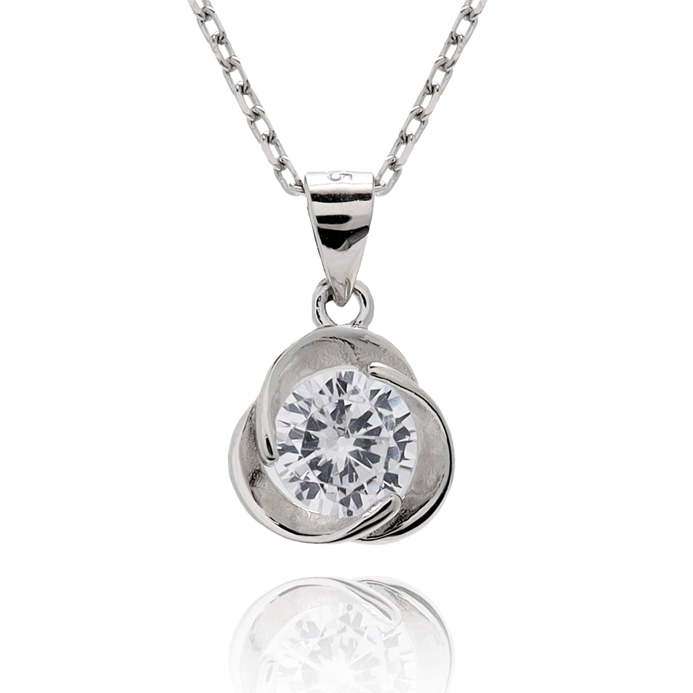 S925 薔薇 ローズ 花 ネックレス 銀 [fhns013-silver]