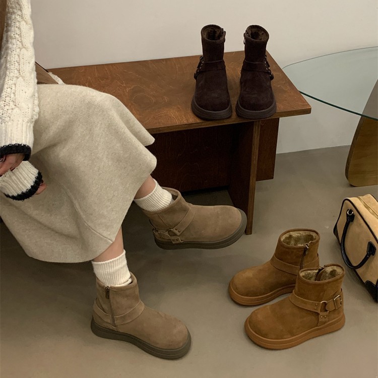 女性用鉛筆ブーツ用の厚いソースの雪のブーツ2024冬の新しいスタイルの毛皮統合プラスベルベット温かい弾性靴下