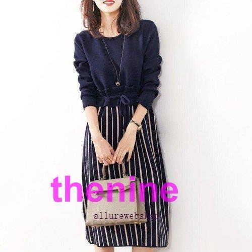 ドッキングワンピース 20代 30代 40代 50代 通勤 オフィス ひざ丈 ワンピース レディース ファッション きれいめ 上品 女性 秋 冬 春 ドッキング 4色 5,120円