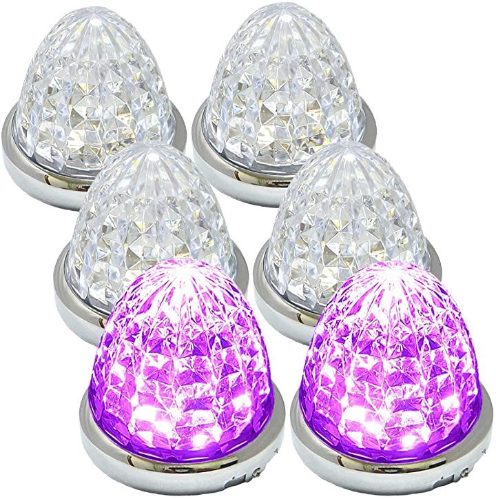 24V トラック用 LED マーカーランプ サイド 8面クリスタルカット仕様 16LED メッキリング 汎用 6個 セット ブルー/イエロー/レッド/ホワイト 各色( ピンク 特注色)