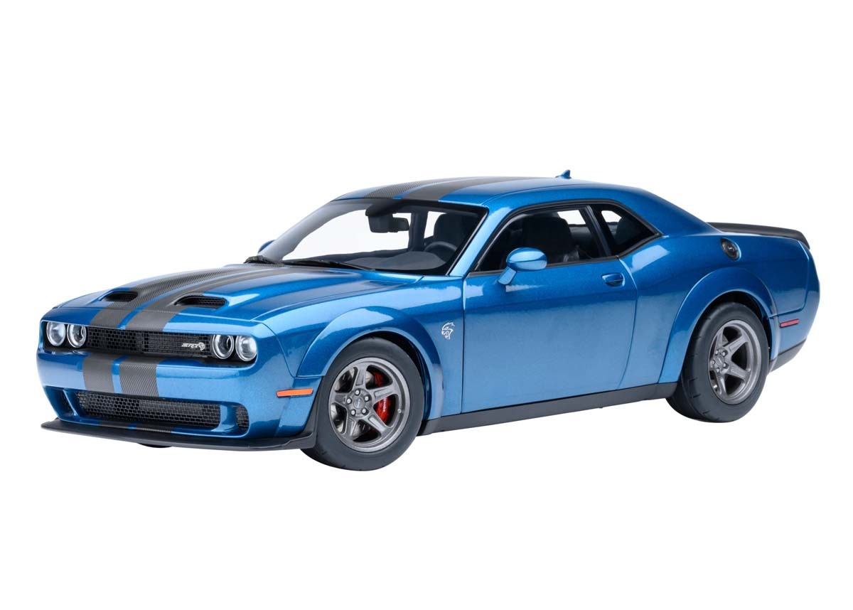 オートアート 1/18 ダッジ チャレンジャー SRT スーパー ストック 2023 （パール・ブルー/カーボンブラック・ストライプ FROSTBITE）【71767】 ミニカー AUTO 717