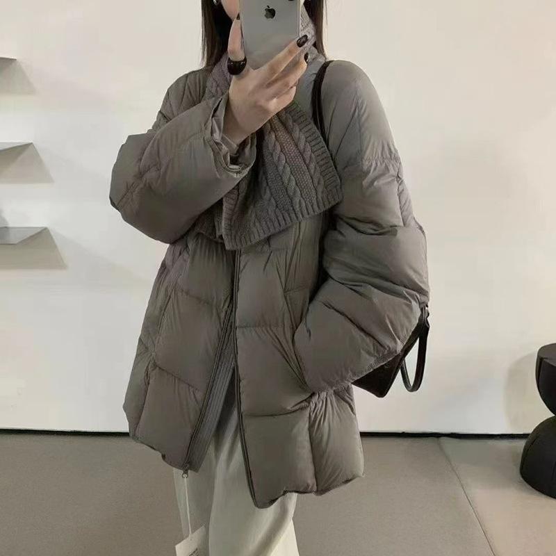 甘い取り外し可能なスカーフミッドレングスダウンジャケット女性 05 冬のファッション甘いコート潮