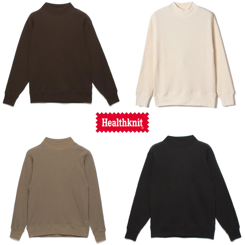 正規品 スーパーヘビーワッフル モックネック 長袖 オフ フェードブラック カーキ ブラウン-B インナー 52002