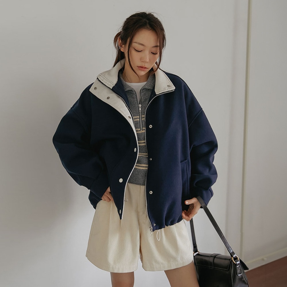 ヘツルーズストリングハイネックハーフジャンパー