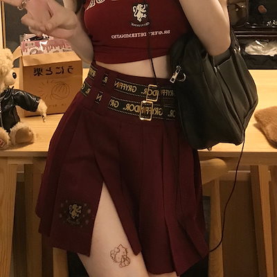 ハリーポッター共同ブランドスリットスカートプリントベルトストリートスリミング