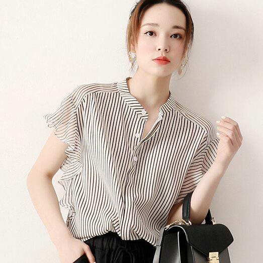 【即納】フォーマル ジュニア 可愛い ゆったり ホワイト 女の子フリル袖 レディース カットソー ニット Tシャツ シフォンブラウス