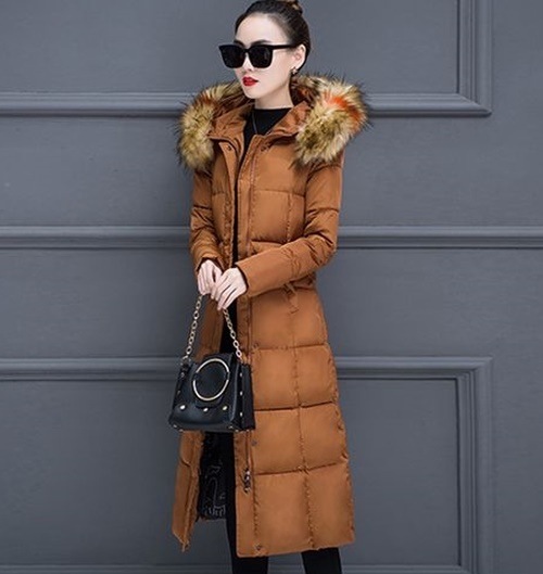 5230.ファーフード付きダウンコート（キャメル）2019 春夏 sale 春夏 sale アウター ジャケット 美ライン おしゃれ きれいめ オフィス ビジネス お出かけ パーティー 女子会 普段使
