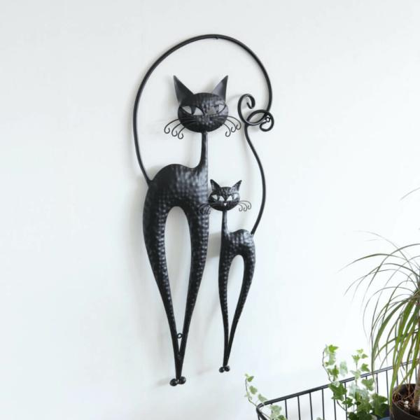 インテリアアート 壁掛け 飾り アンティーク 猫 ねこ ネコ 黒 ウォールデコレーション アイアン ボタニカル 330x785mm 6,171円