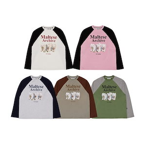 ★Wai Kei★ Maltese Archive Raglan Long Sleeve T-Shirt Khaki Maltese archive raglan long sleeve tshirts KHAKI - waikei