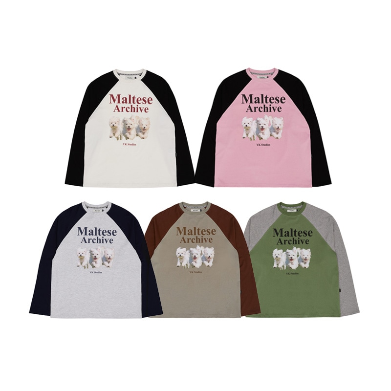 [韓国 アイドル 着用] Maltese archive raglan long sleeve tshirts 5color 長袖 Tシャツ レディース メンズ 春 夏 大きいサイズ ゆったり