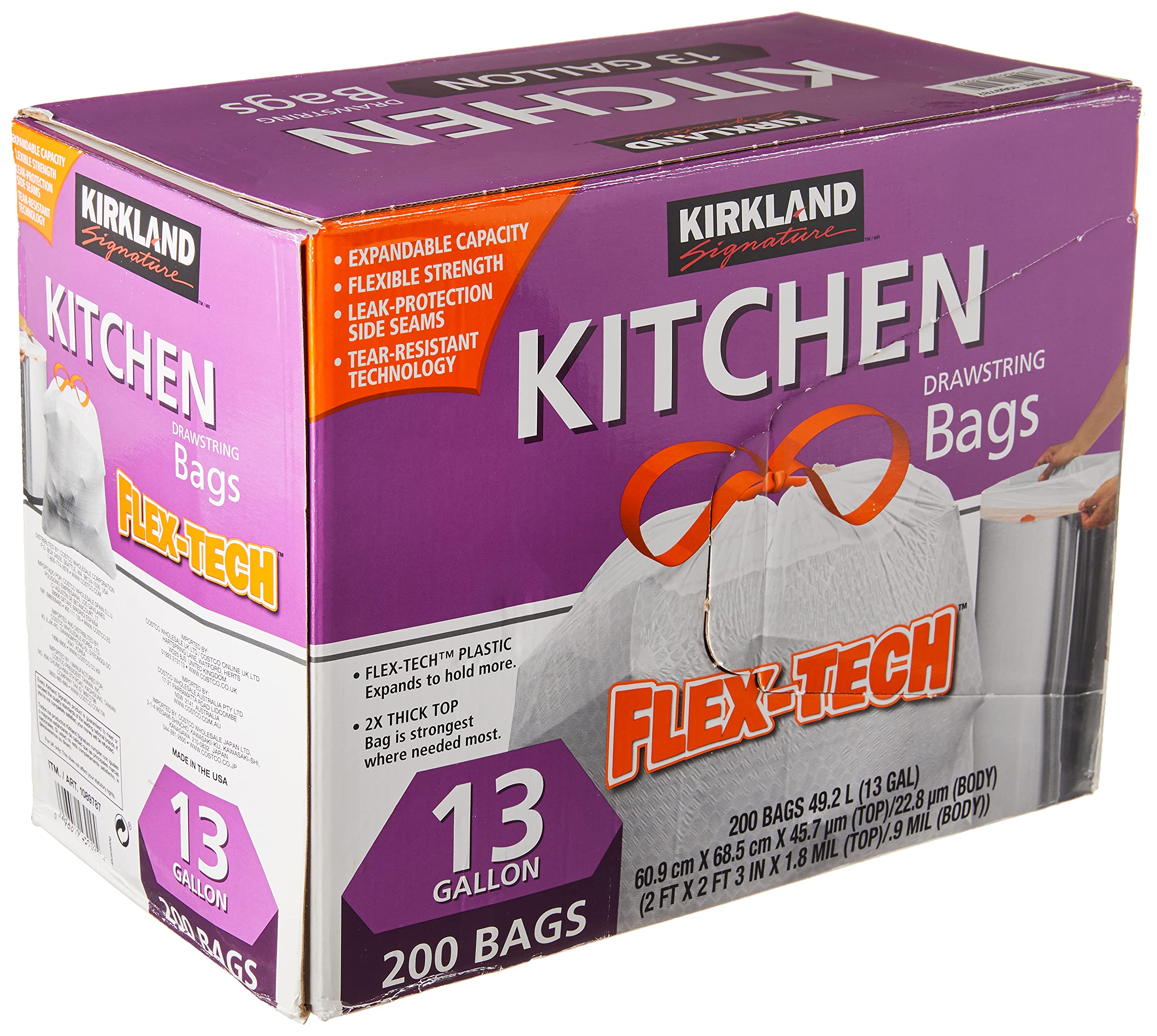 Kirkland カークランドシグネチャー ひも付き ゴミ袋 49L x 200枚