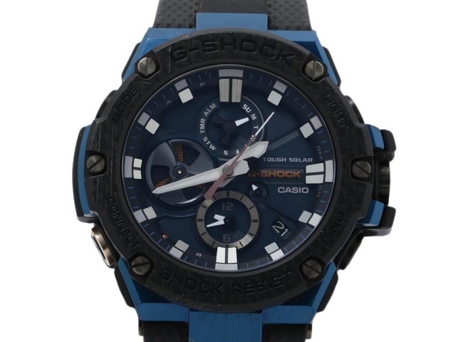 腕時計 G-SHOCK Gスチール GST-B100XB-2AJF ブラック ネイビー文字盤 ステンレス カーボン メンズ Bluetooth ソーラー アナログ【本物保証】