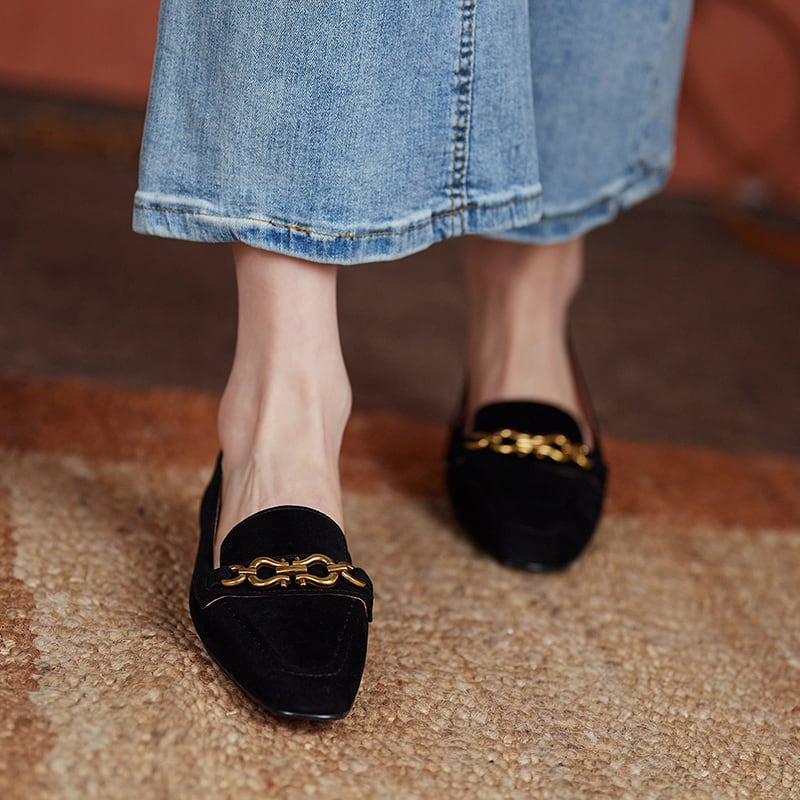 スクエアトゥローファー シューズ レディースシューズ l ローファー フラット スクエアトゥ スウェード かわいい 大人可愛い シンプル カジュアル 大人 おしゃれ お洒落 きちんと感 大人っぽい