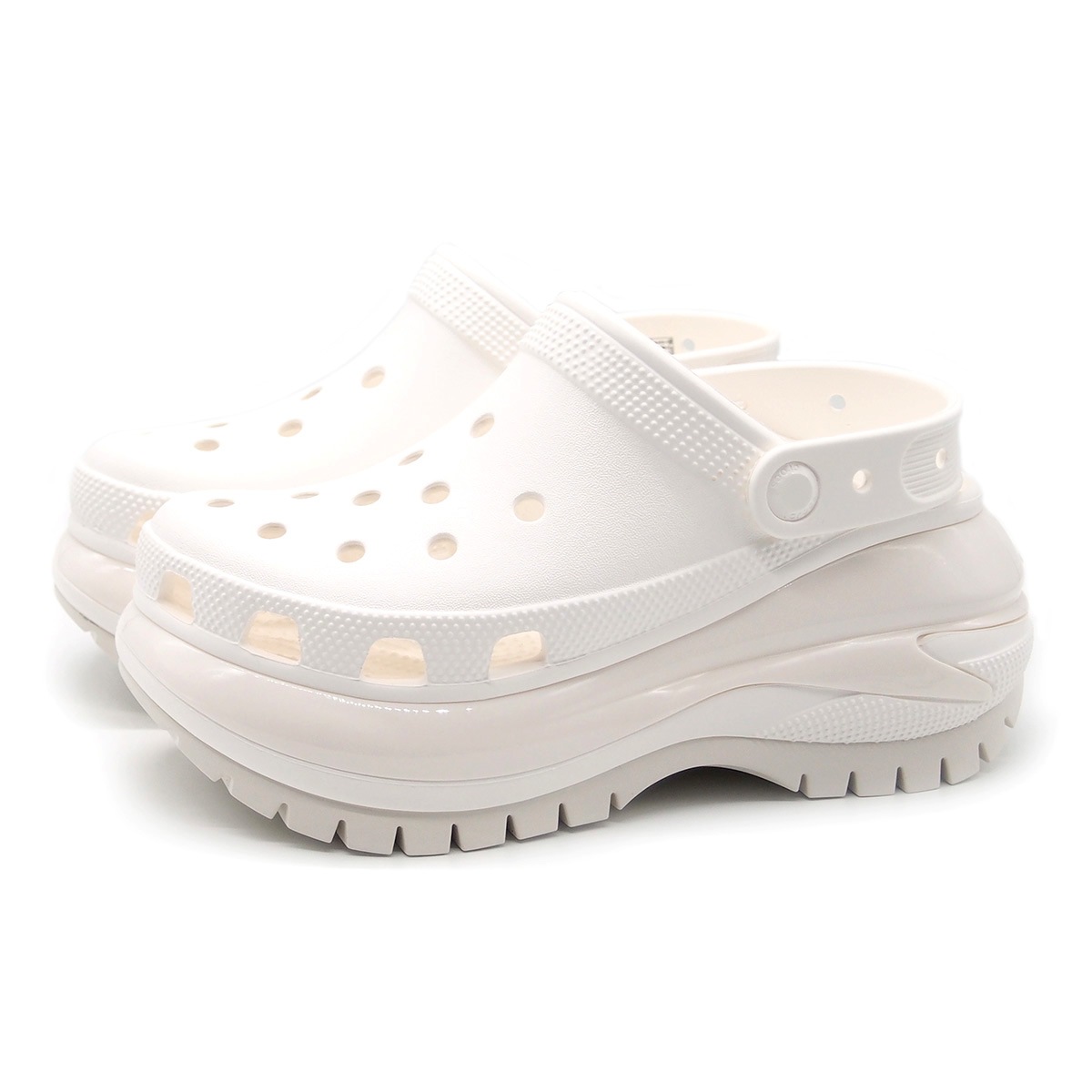 クロックス レディース メンズ 厚底サンダル メガ クラッシュ クロッグ ホワイト CROCS MEGA CRUSH CLOG WHITE 真っ白