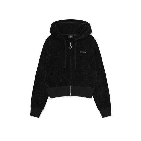 ウィンドブレーカー JQS CO2403HZ71-BK ウーマン クロップ ベルベット フーディ ジップアップ Black