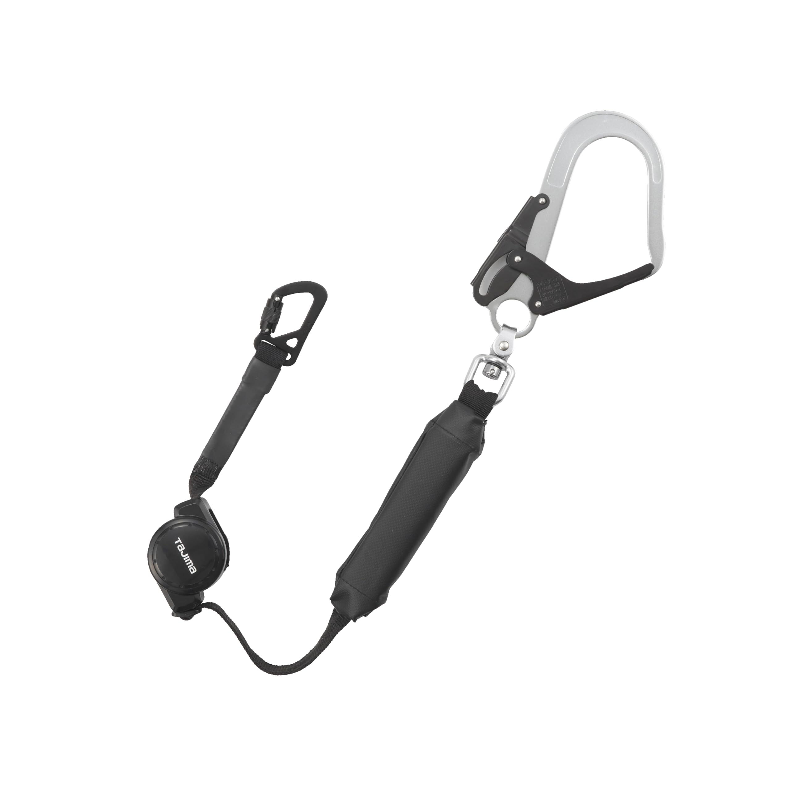 [TJMデザイン] タジマ 新規格安全帯 ハーネス・胴ベルト型兼用ランヤード ブラック ランヤード長1.5m 130kg対応 両側巻取式シングル 小型軽量の新型巻取器(ロック装置なし) ランヤードを好