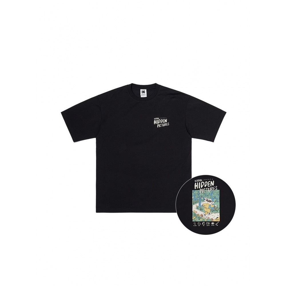 コダックアパレル隠し写真ソロナ半袖Tシャツブラック