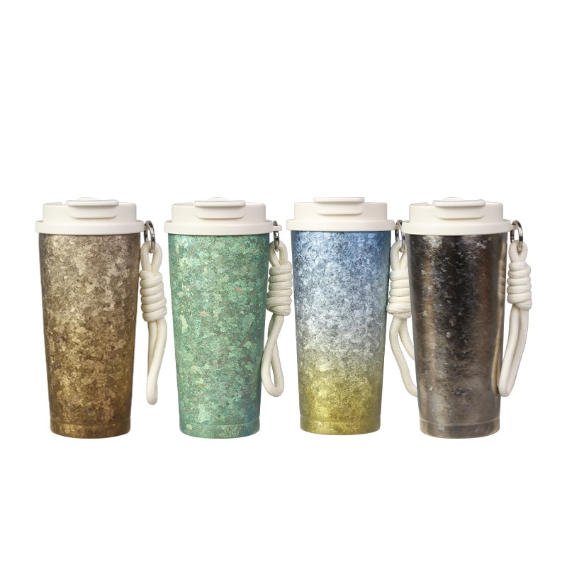 純チタン 二重構造 保温保冷 タンブラー 大容量 500ml 軽量 丈夫 プレゼント ギフト コーヒー アウトドア 携帯用 氷花紋様 チタンカップ