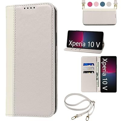 Xperia 10 V ケース 手帳型 高質PUレザー Xperia 10 V カバー SO-52D ケース 携帯カバー SOG11 ケース 肌感のよ 二色組合せ 耐衝撃 肩掛け 首かけ 斜めがけ シ