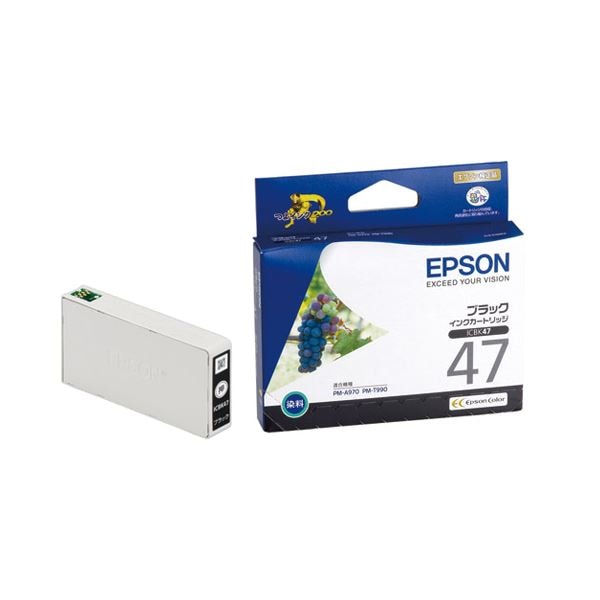 （まとめ） エプソン EPSON インクカートリッジ ブラック ICBK47 1個 (×4セット)