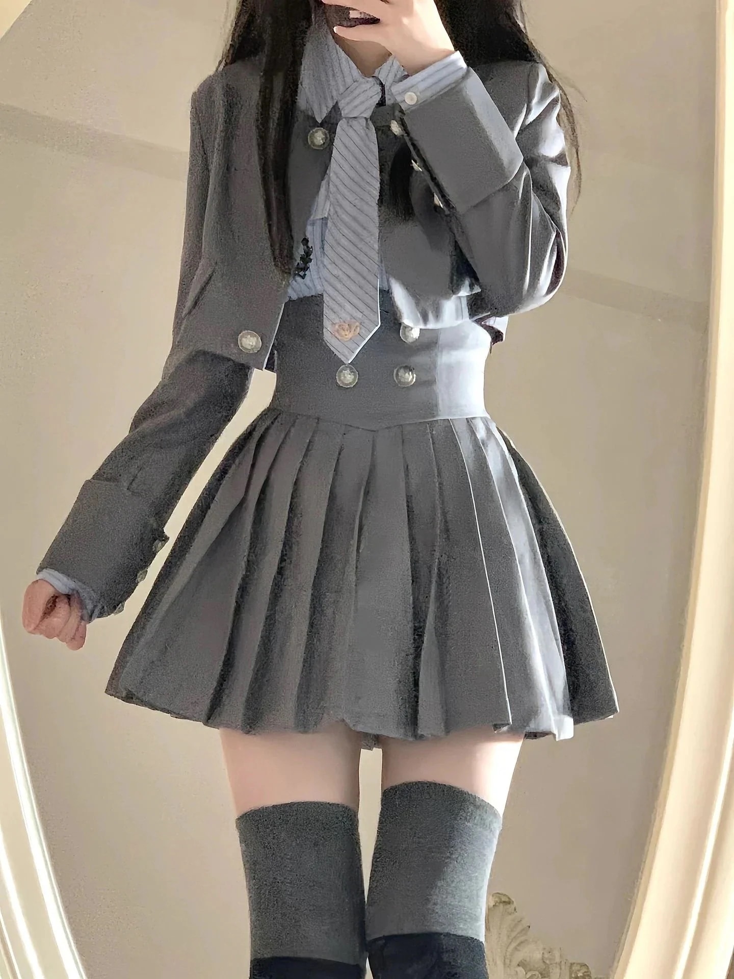 本の限定品スーツ通学中学女子高生中学生ジャケットJK制服ワンピースシャツブレザーセットアップレディースかわいいセーラー服3点セット