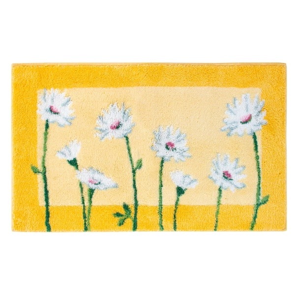 イノセントデイジー 吸着 45×75cm 玄関マット イエロー 滑り止め 洗える 丸洗い 抗菌 防臭 エレガント