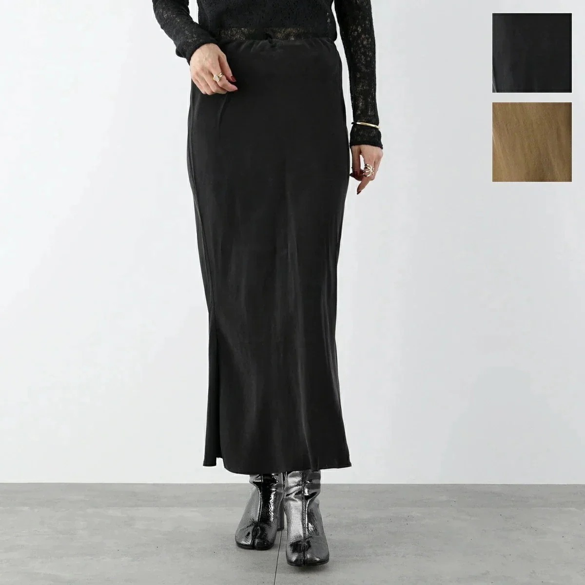 GABRIELA COLL GARMENTS ガブリエラコールガーメンツ スカート S15-290 レディース ロング丈 キュプラサテン ドロスト カラー2色 【mega】