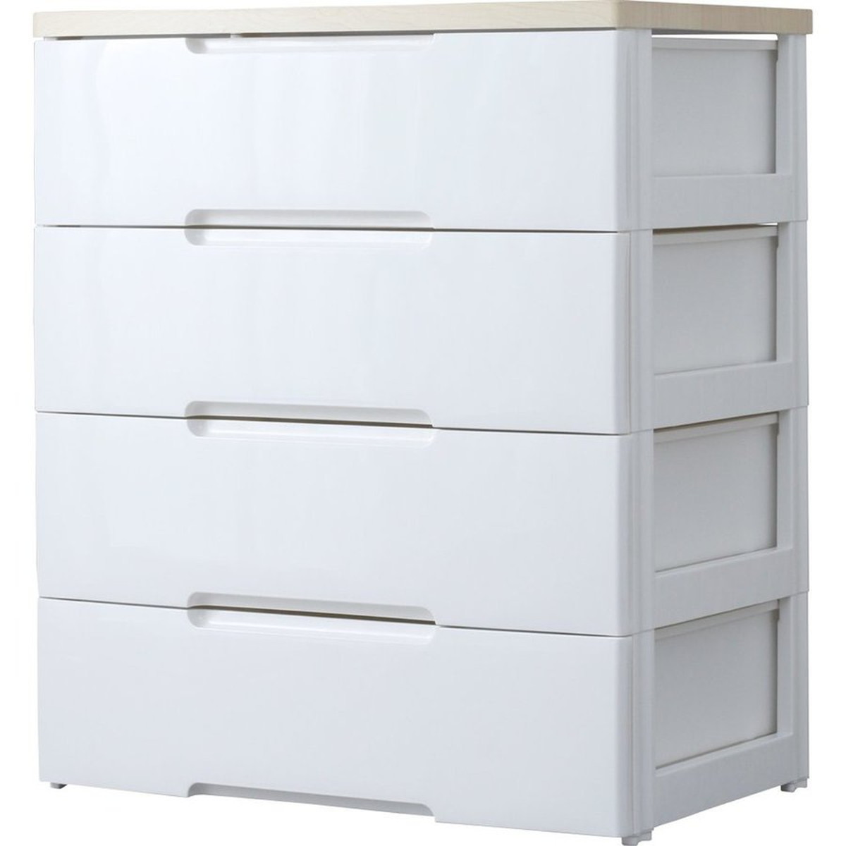 チェスト ラクラク引出し 木天板 4段 幅80.5×奥行51×高さ94cm ホワイト/ナチュラル HG-804R
