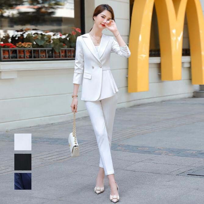 ズボン 上下セット 女性 ボトムス 七五三 セレモニースーツ 折り襟 パンツ スーツセット スタイリッシュスーツ ビジネススーツ 通勤 カジュアル 事務服 制服 スリピース 細身 卒業式 オフィス 結