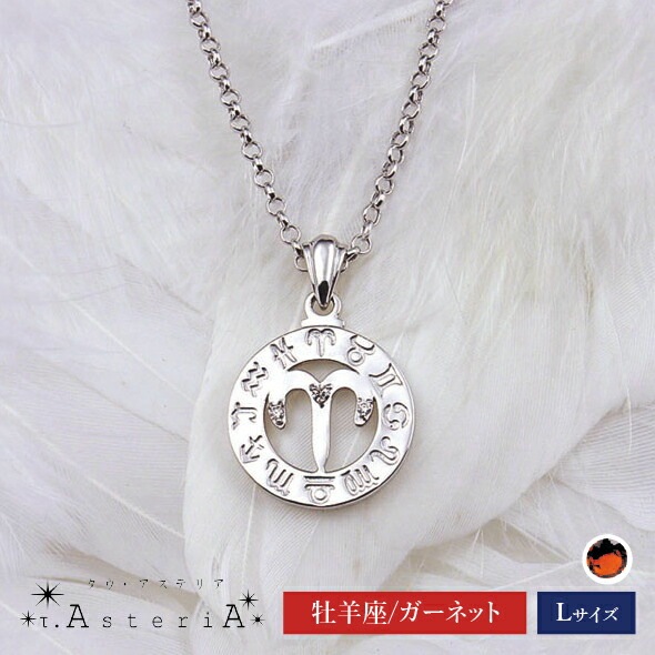 τ-Ast eri A SV タウアステリア ネックレス Lサイズ （ 牡羊座 星座守護石 ガーネット ） シルバー