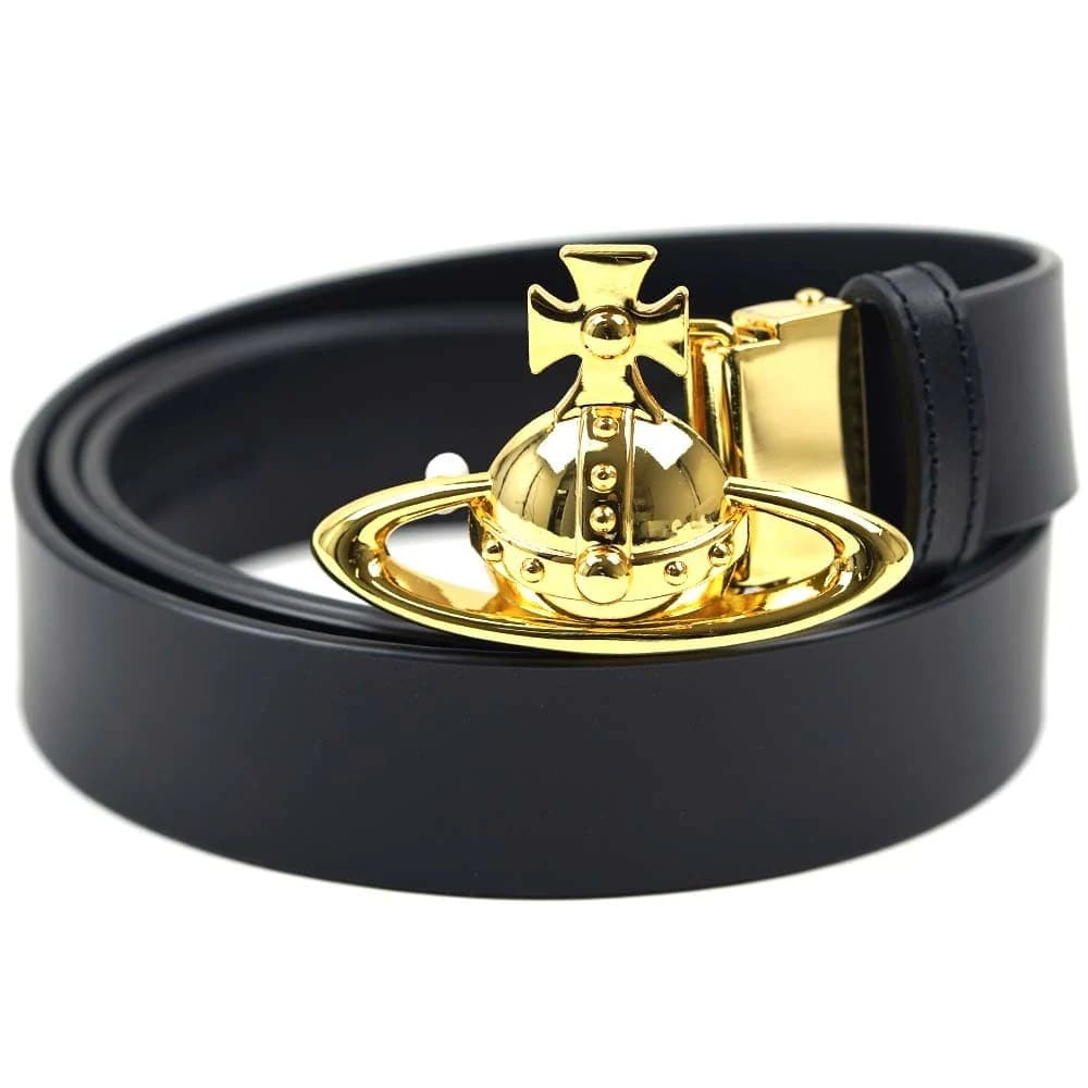 ヴィヴィアンウエストウッド ベルト レザー オーブ Vivienne Westwood BELTS ORB BUCKLE GOLD BELT BLACK ブラック ゴールド 82010006 4211