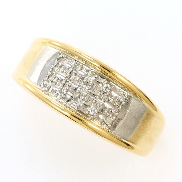 PT900 プラチナ K18YG リング 指輪 9号 ダイヤ 0.09 ジュエリー 中古