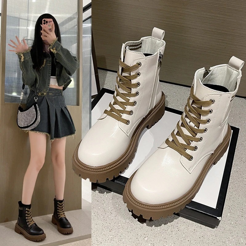 裏起毛 ショートブーツ/マーディンブーツ/厚底靴太ヒール/弾力/キャンパス風/通気性/百掛けブーツ スノーブーツ