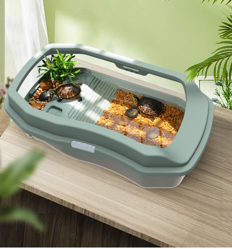 【本日のみP10倍マラソンクーポン】爬虫類 飼育ケース亀用水槽 亀ケージ カメ ボックス 亀水槽 滑り止め 休憩プラットフォーム 脱出防止 爬虫類 両生類用 ペット用品