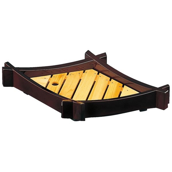 松葉盛器（小）木製目皿付 溜 セット