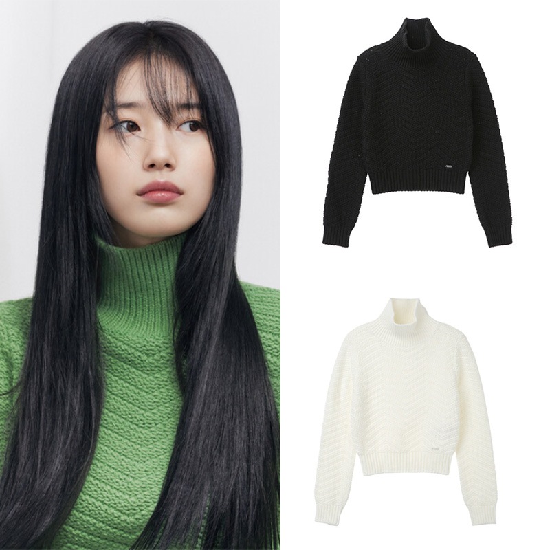 [韓国冬ファッション]レディース ジグザグ タートルネック セーター(3col)