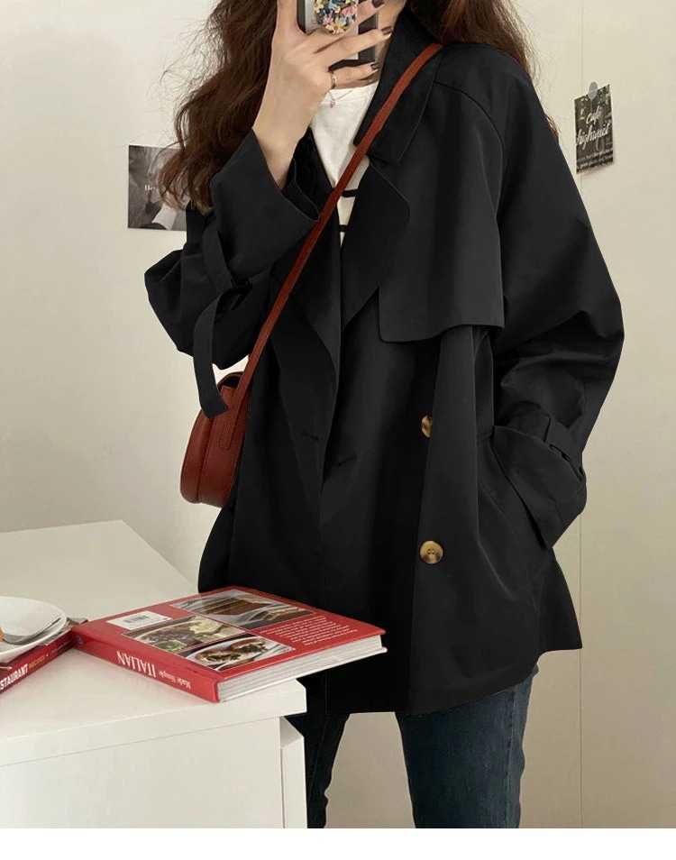 新作 春 おしゃれ 流行り ショット丈 コート ゆったり 着痩せ トレンチコート 春トレンチコート ジャケット