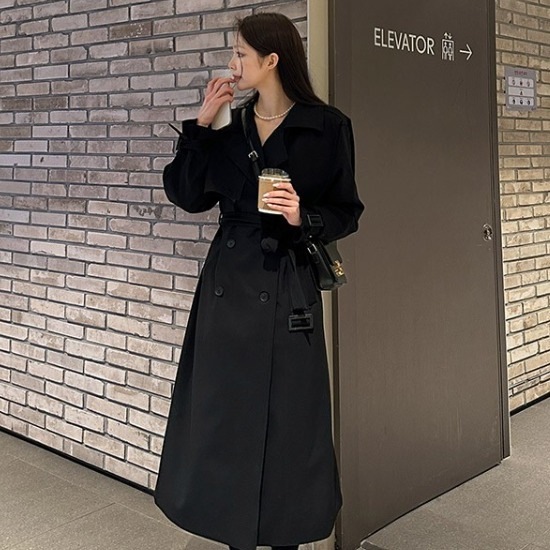 アウター ロングコート トレンチコート ロング ロング丈 袖あり 長袖 襟付き ストレート ワイド ベルト ポケット 前開き コンサバ ベルト付き きれいめ シンプル カジュアル 上品 おしゃれ