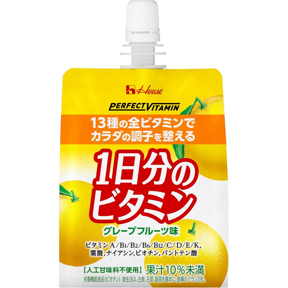 いいスタイル PERFECT ハウスウェルネスフーズ [Amazon限定ブランド] VITAMIN 180g24袋 With グレープフルーツ味 1日分のビタミンゼリー  ゼリー飲料 - flaviogimenis.com.br