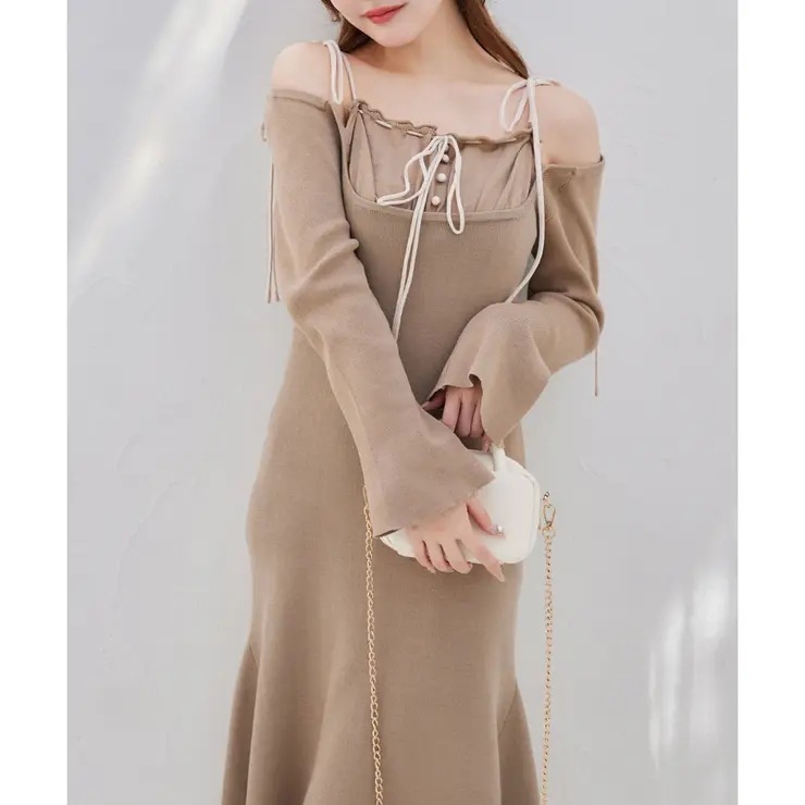 【one after another】【推し活collection】肩リボン配色ワンピース