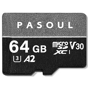 64GB SDXC マイクロSDカード Pasoul UHS-1 U3 V30 A2 規格 4K Ultra HD対応 最大速度100MB/s Class10 カメラ スマートフォン