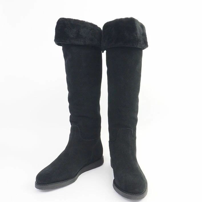 【未使用品・新古品】サルヴァトーレ・フェラガモ マイフェラガモ MY Ferragamo EASE スエード ロングブーツ レディース ブーツ ムートンブーツ ブラック サイズ5【中古】